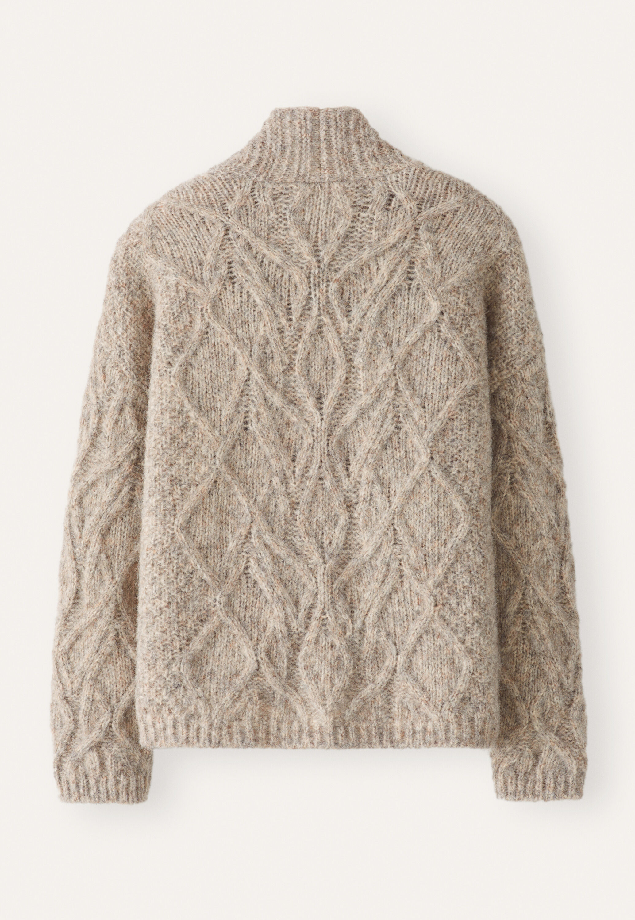 Cable-stitch cardigan, Fawn grey, large