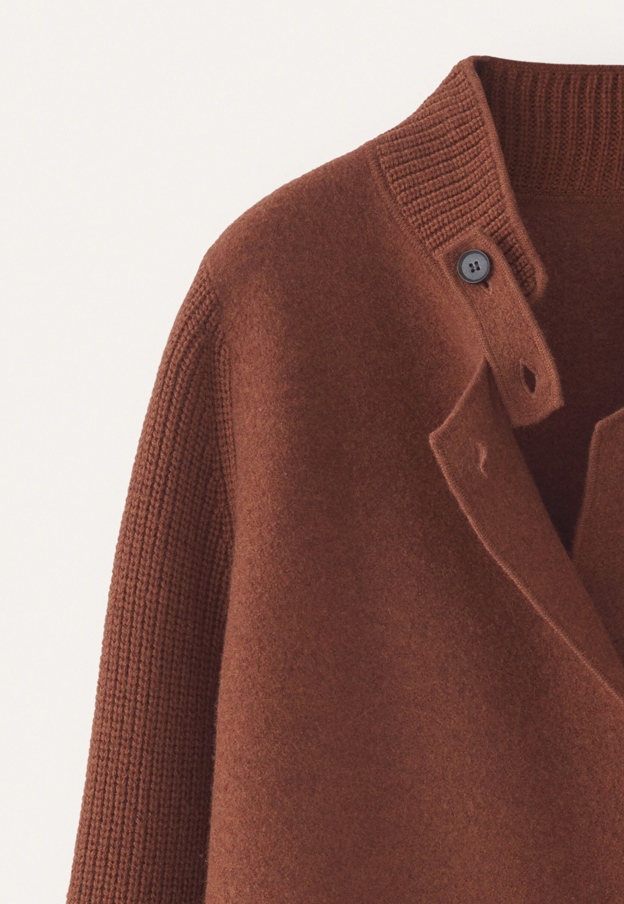 Ribbed sleeve coatigan, Dark copper, large