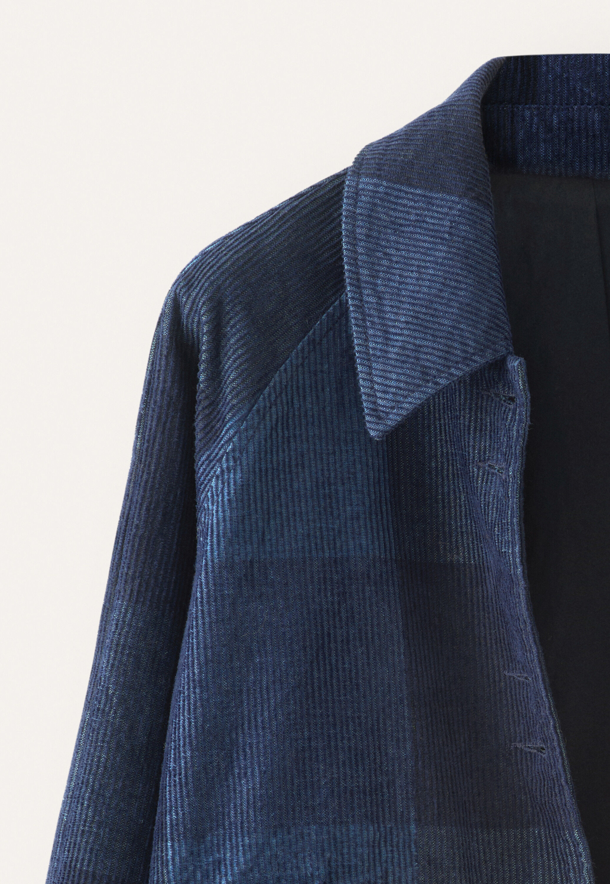 Checked jacket, Dark indigo, large