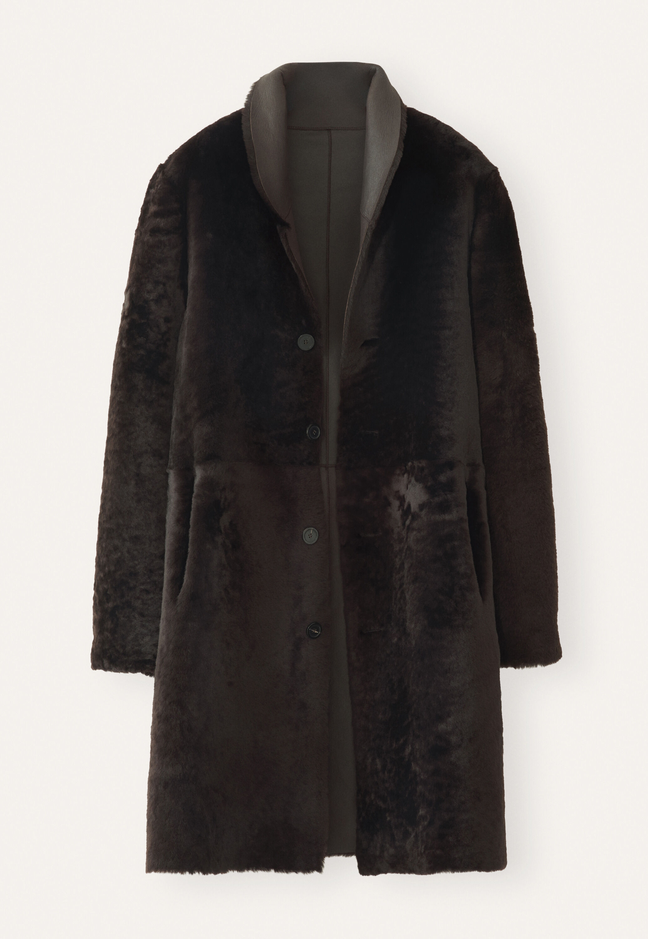 Reversible sheepskin coat, Chocolate, large