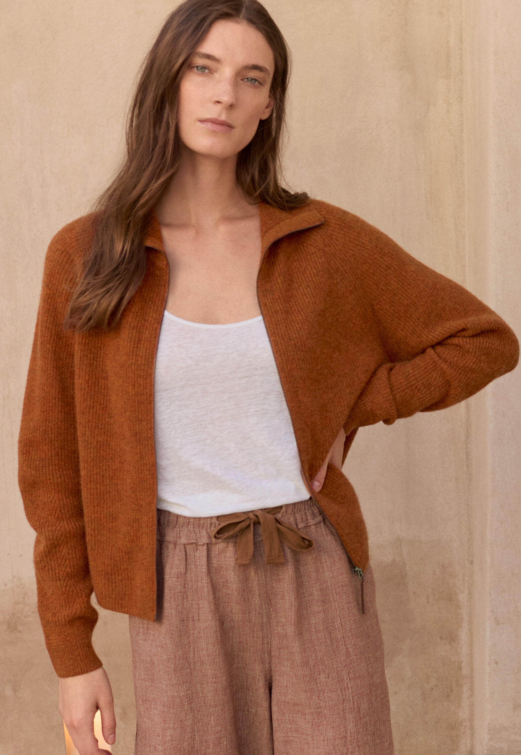 Zip-front cardigan