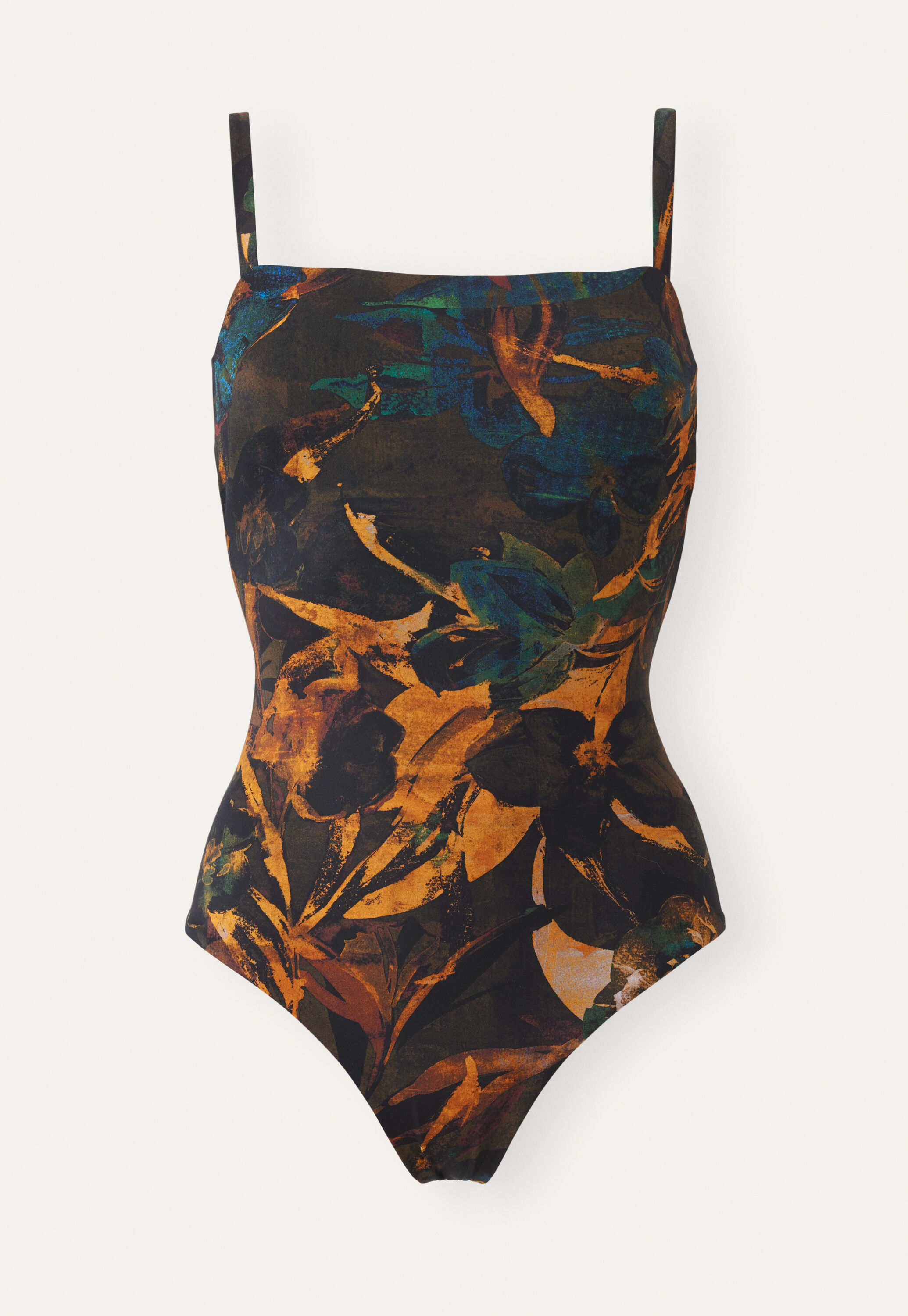Printed square-neck swimsuit