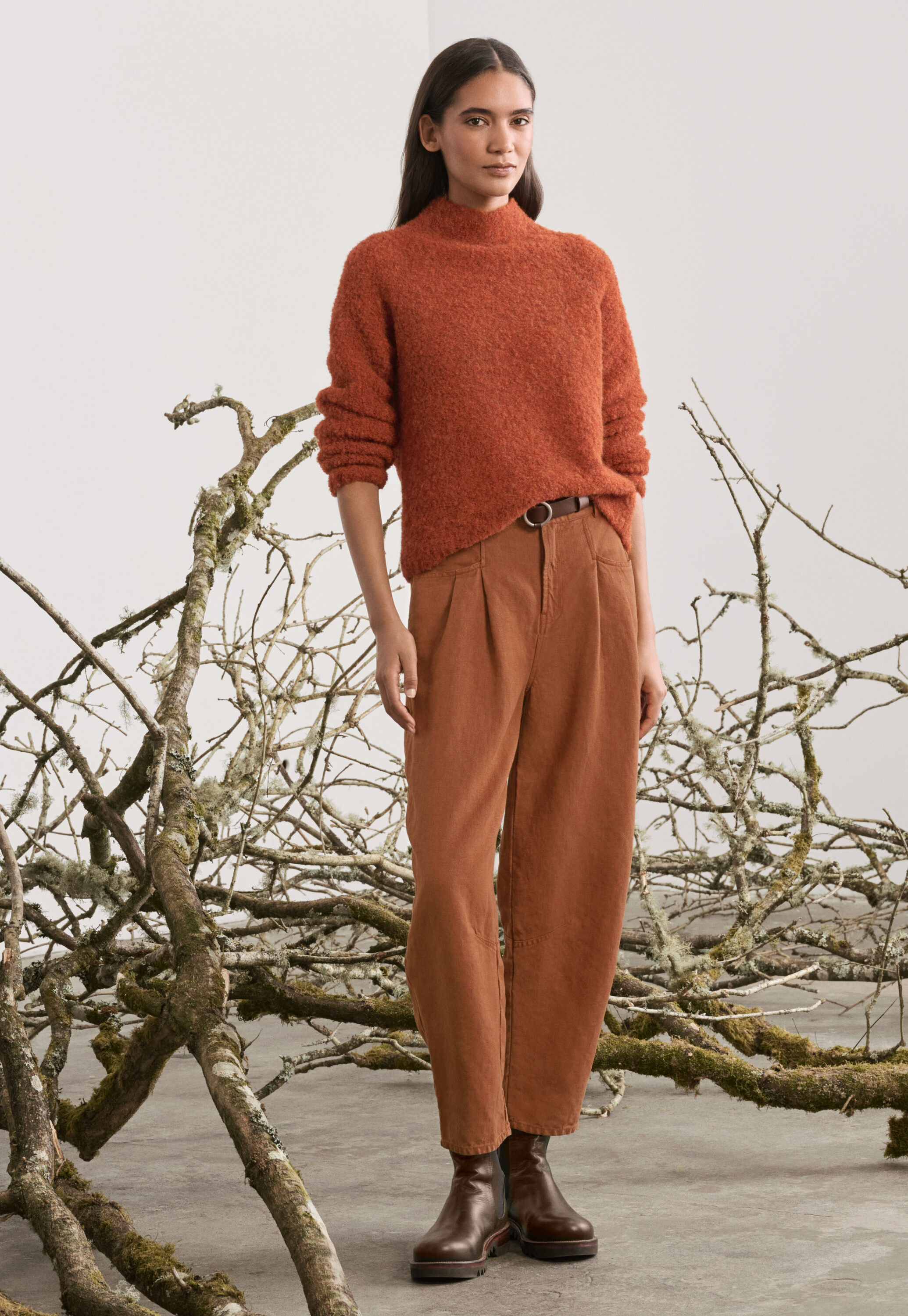 Tapered-leg trousers, Chestnut, large