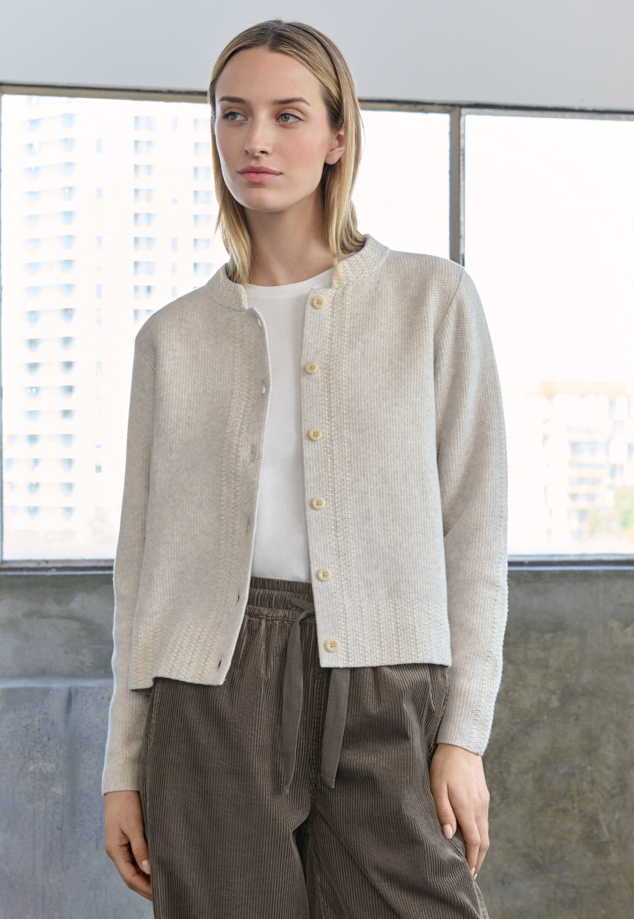 Inlay-stitch cardigan