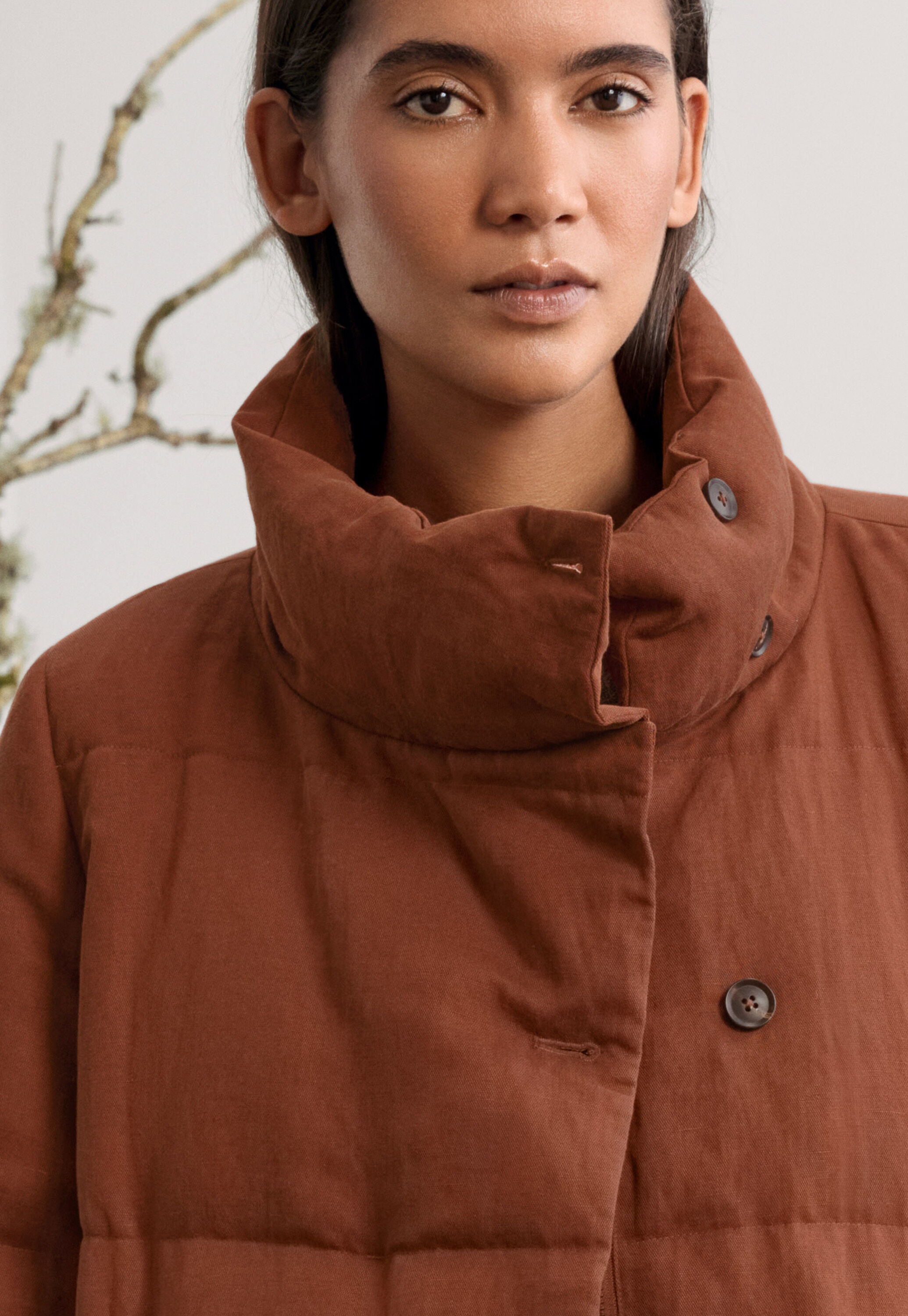 funnel-neck padded coat, Chilli rust, large