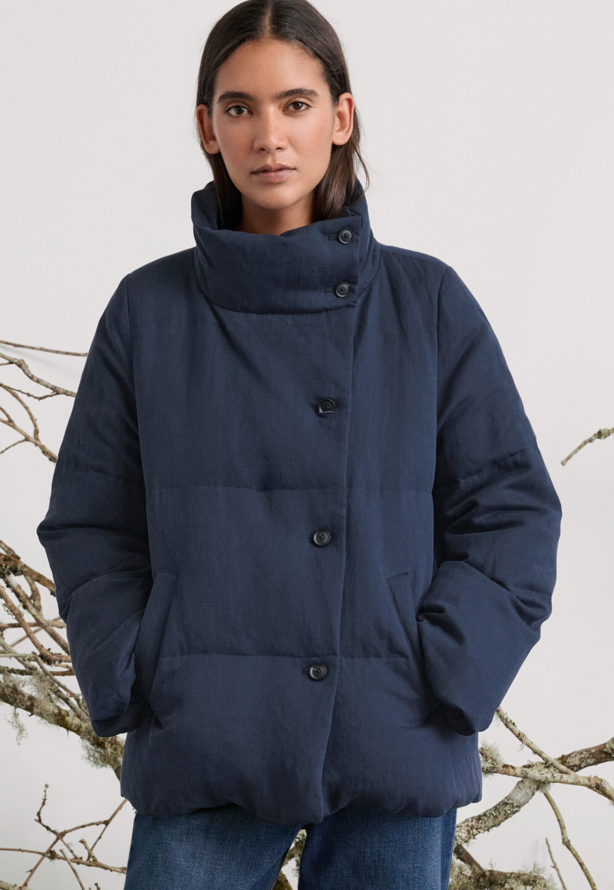 funnel-neck padded coat, Ink, large