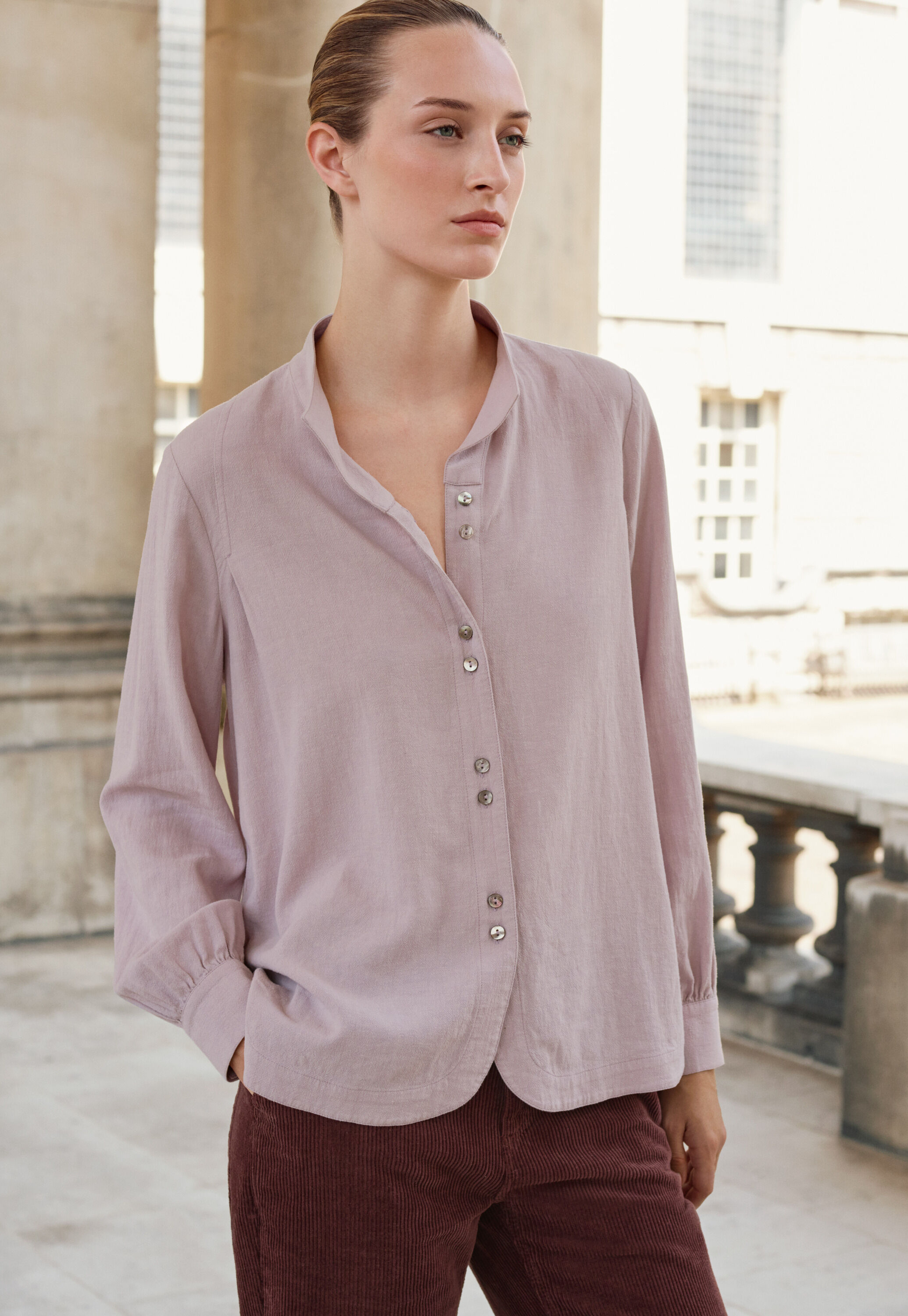 Funnel-neck blouse