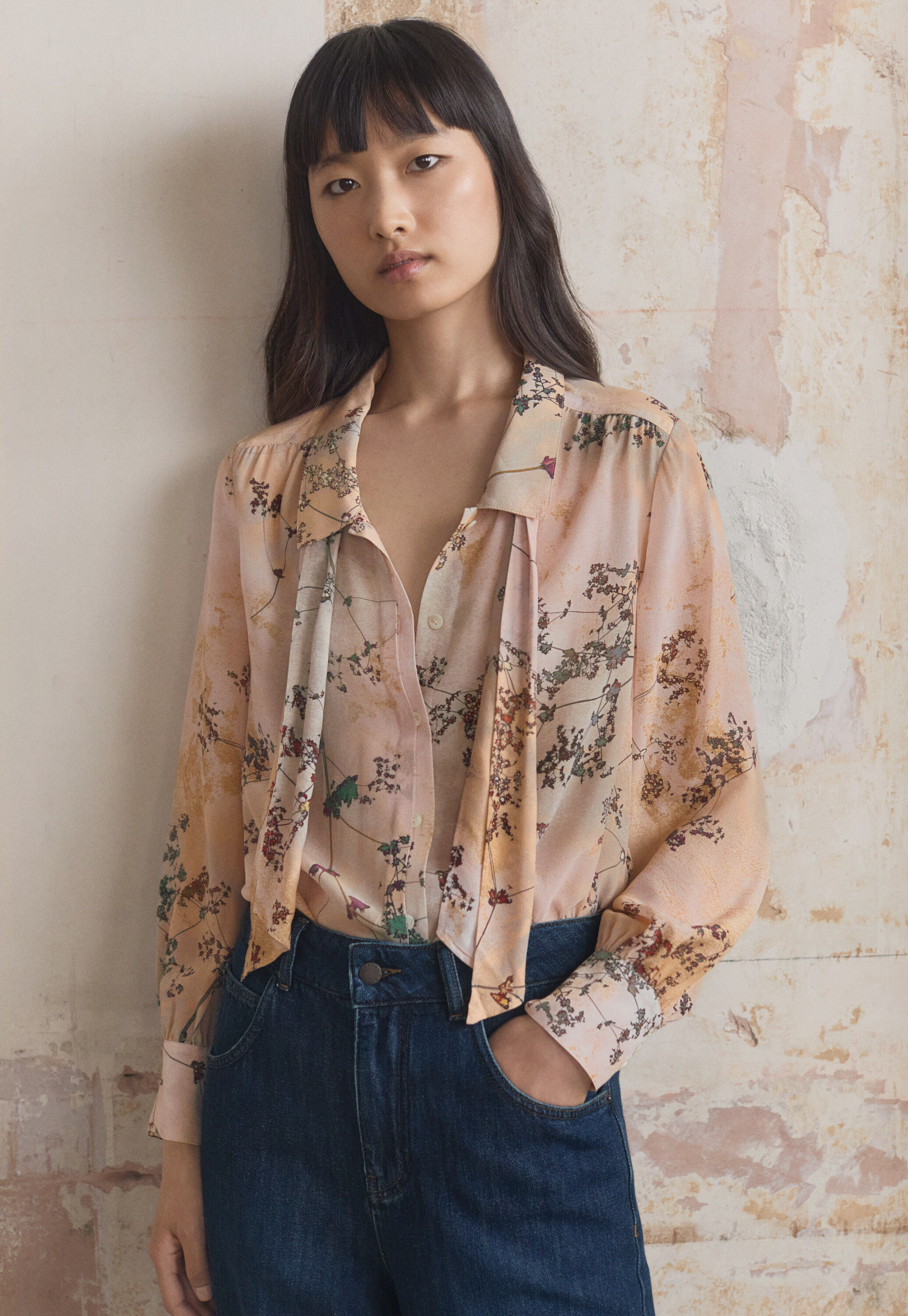 Printed tie-blouse