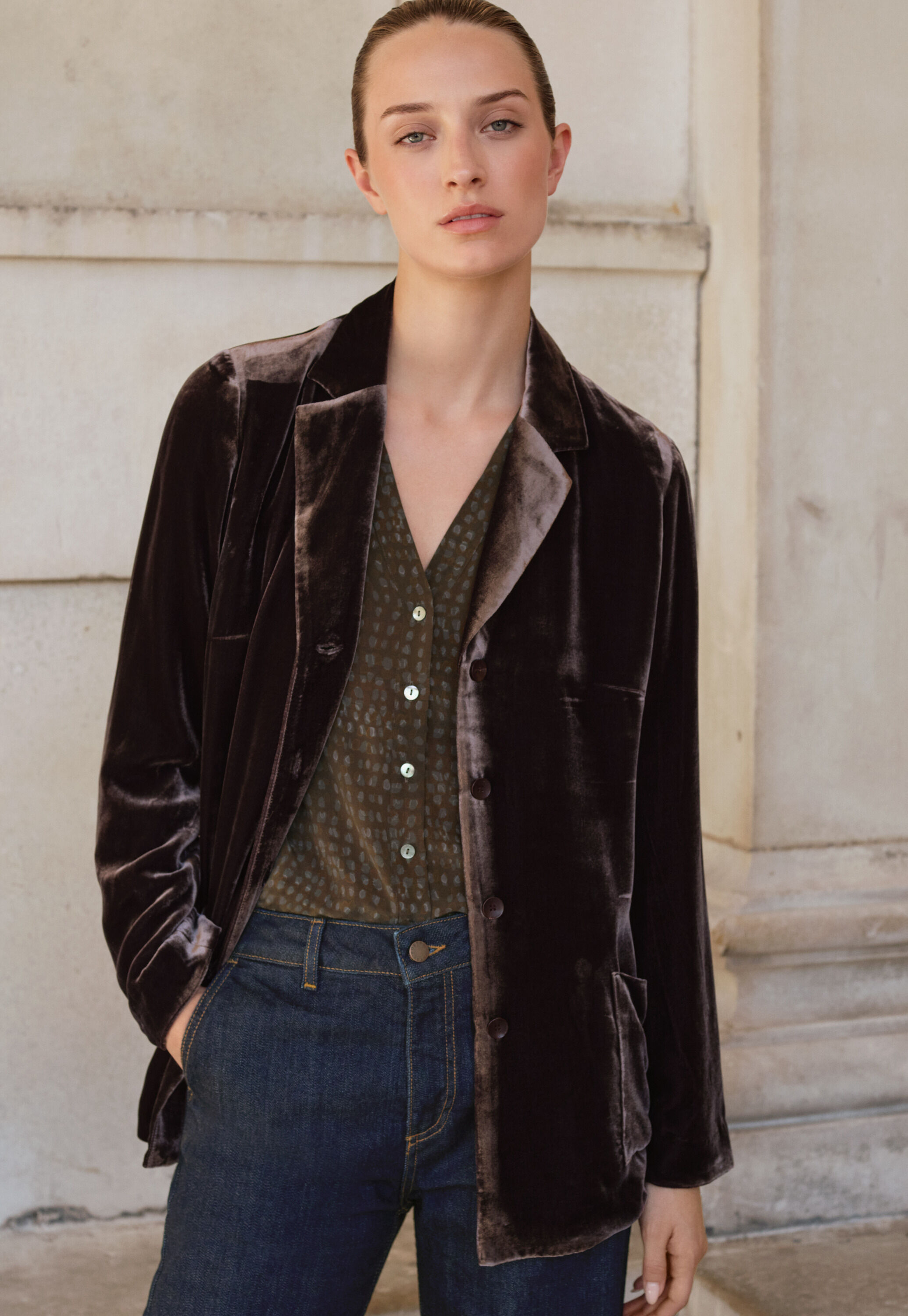 Long velvet jacket