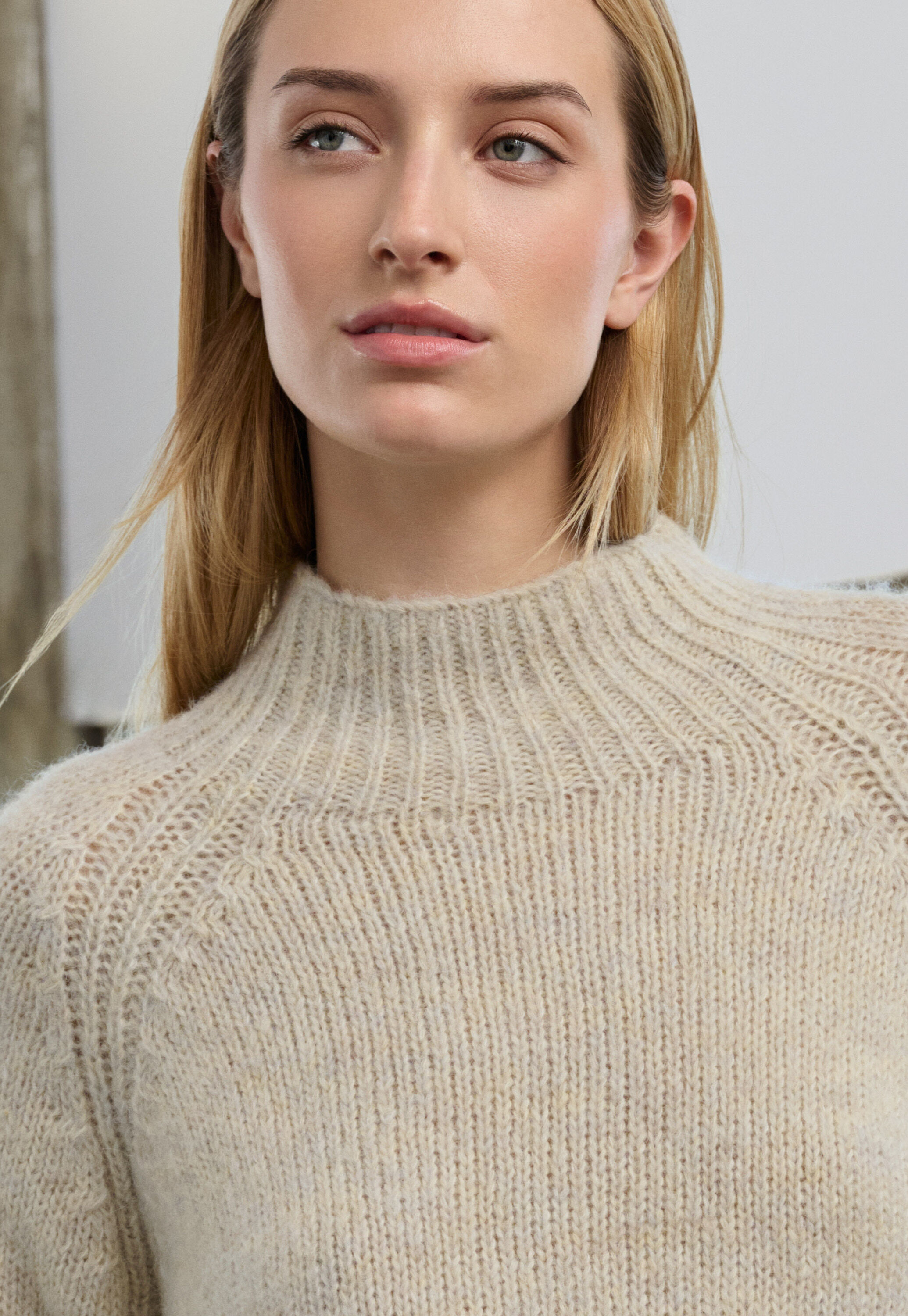 Funnel-neck sweater, Natural stone, large