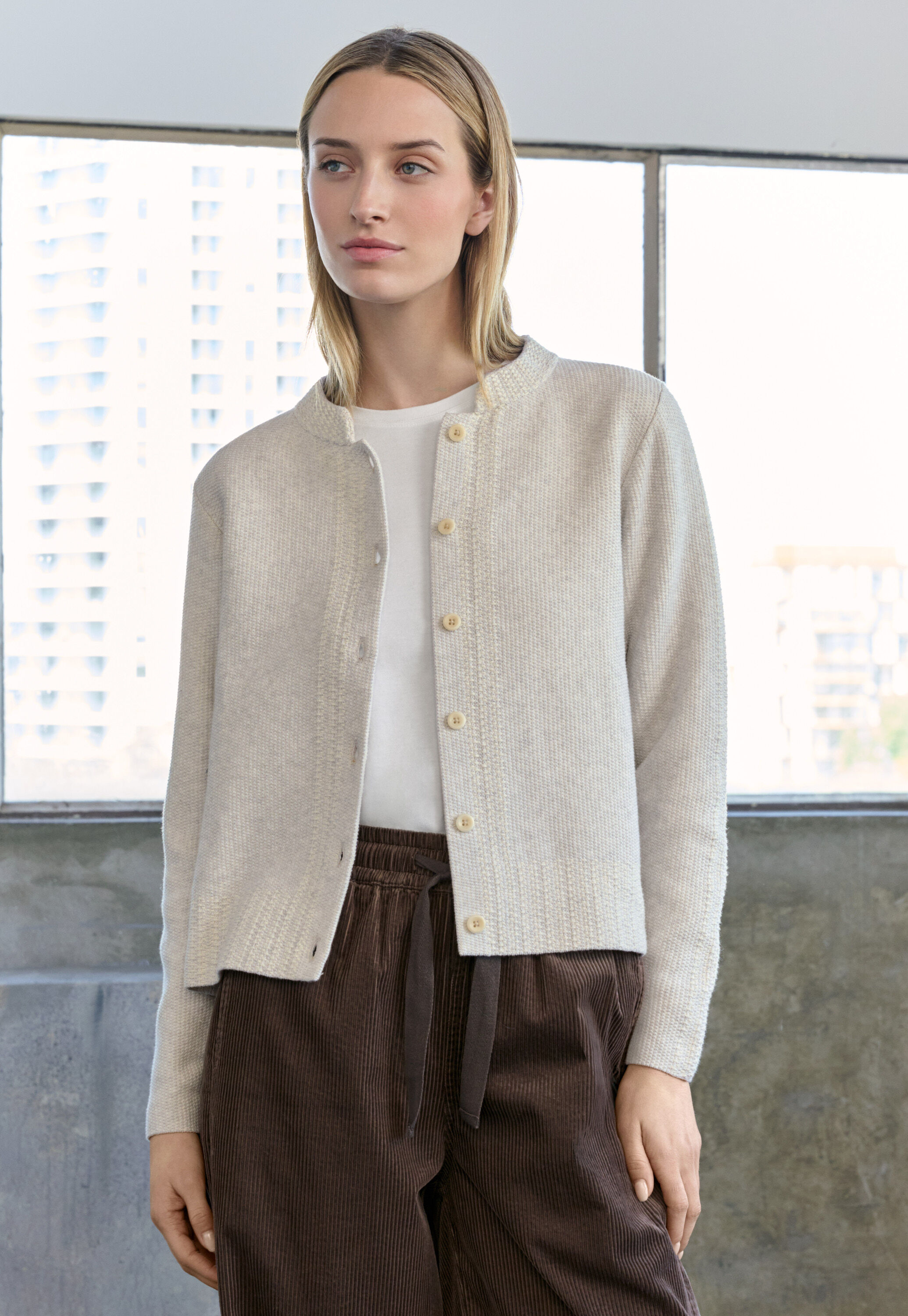 Inlay-stitch cardigan