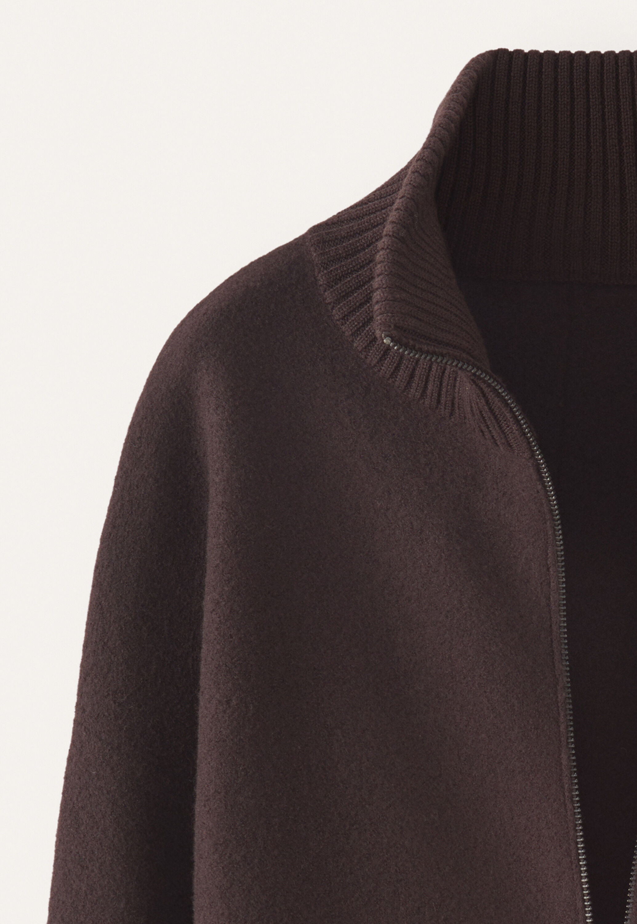 Zip-front knitted jacket, Bitter chocolate, large