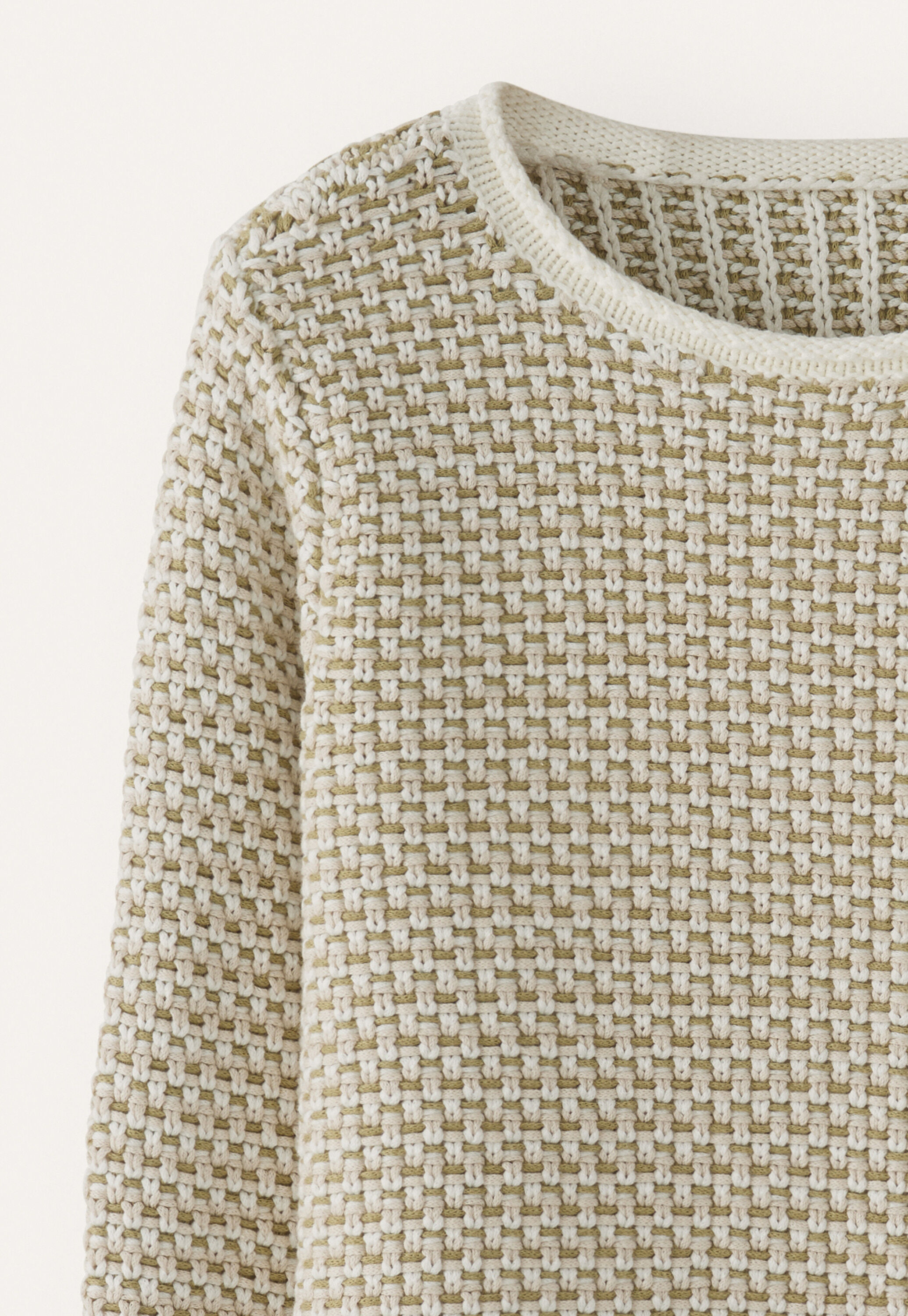 Inlay-stitch boxy sweater
