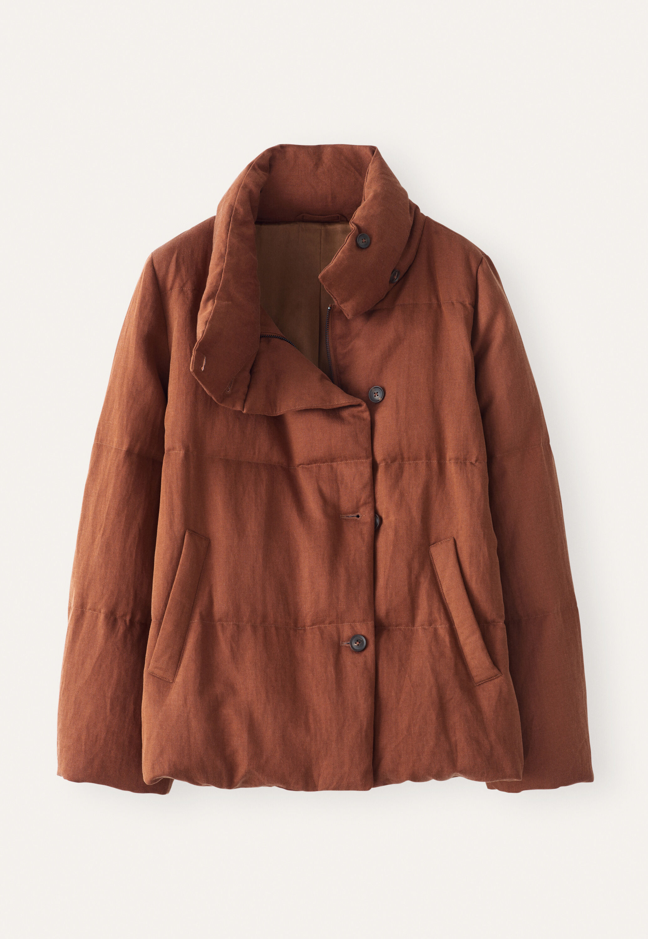funnel-neck padded coat, Chilli rust, large