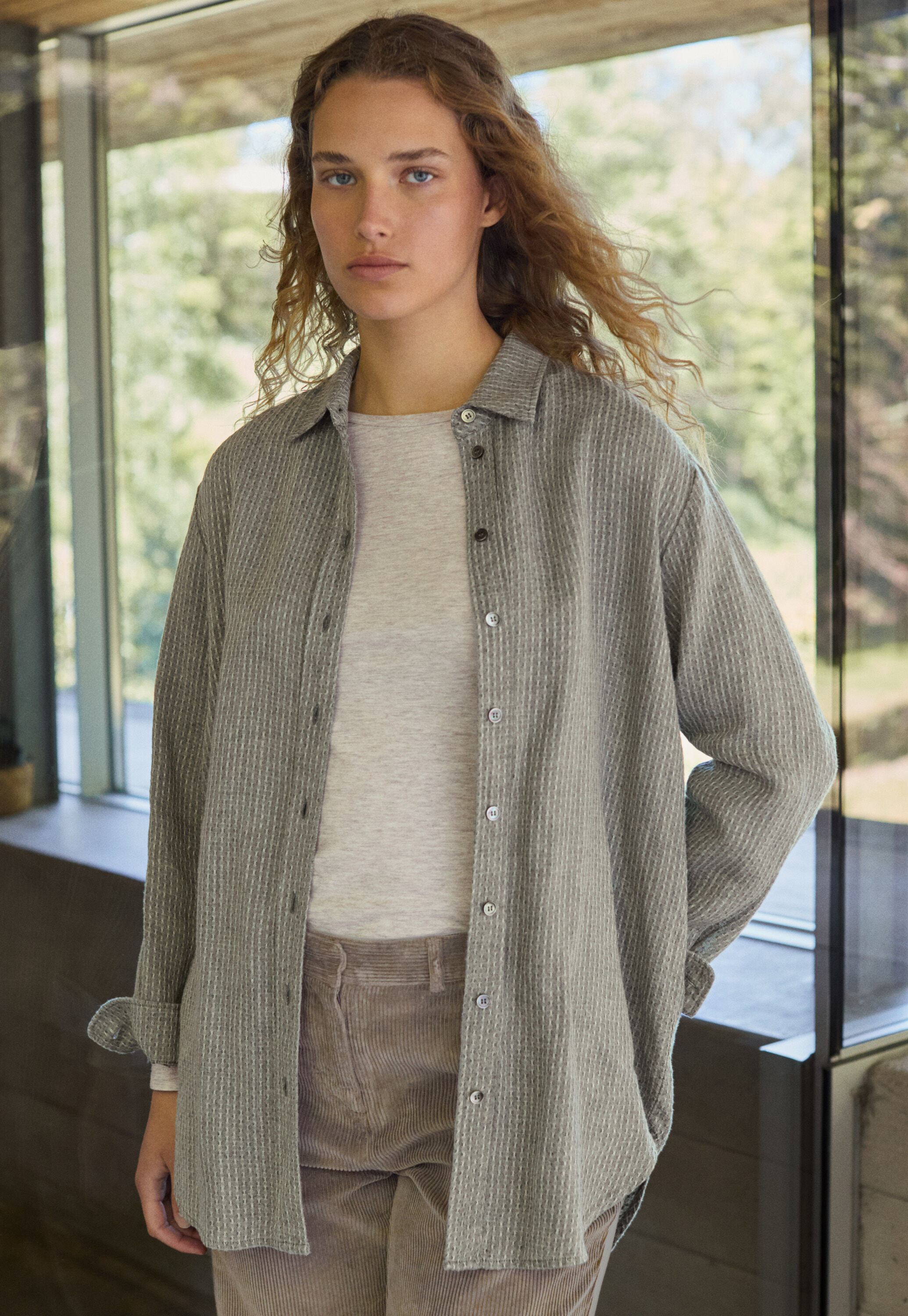 Textured weave overshirt