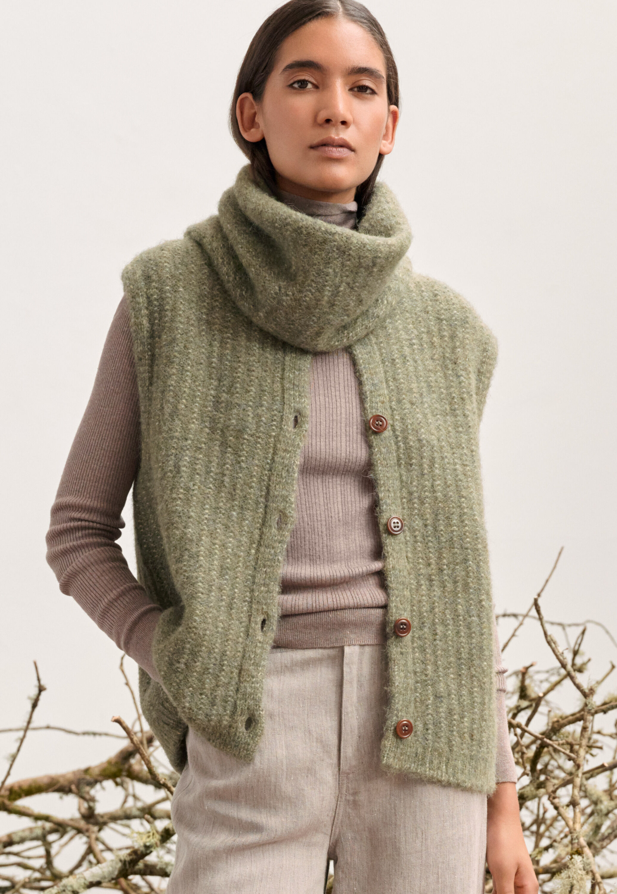 Knitted snood, Khaki, large