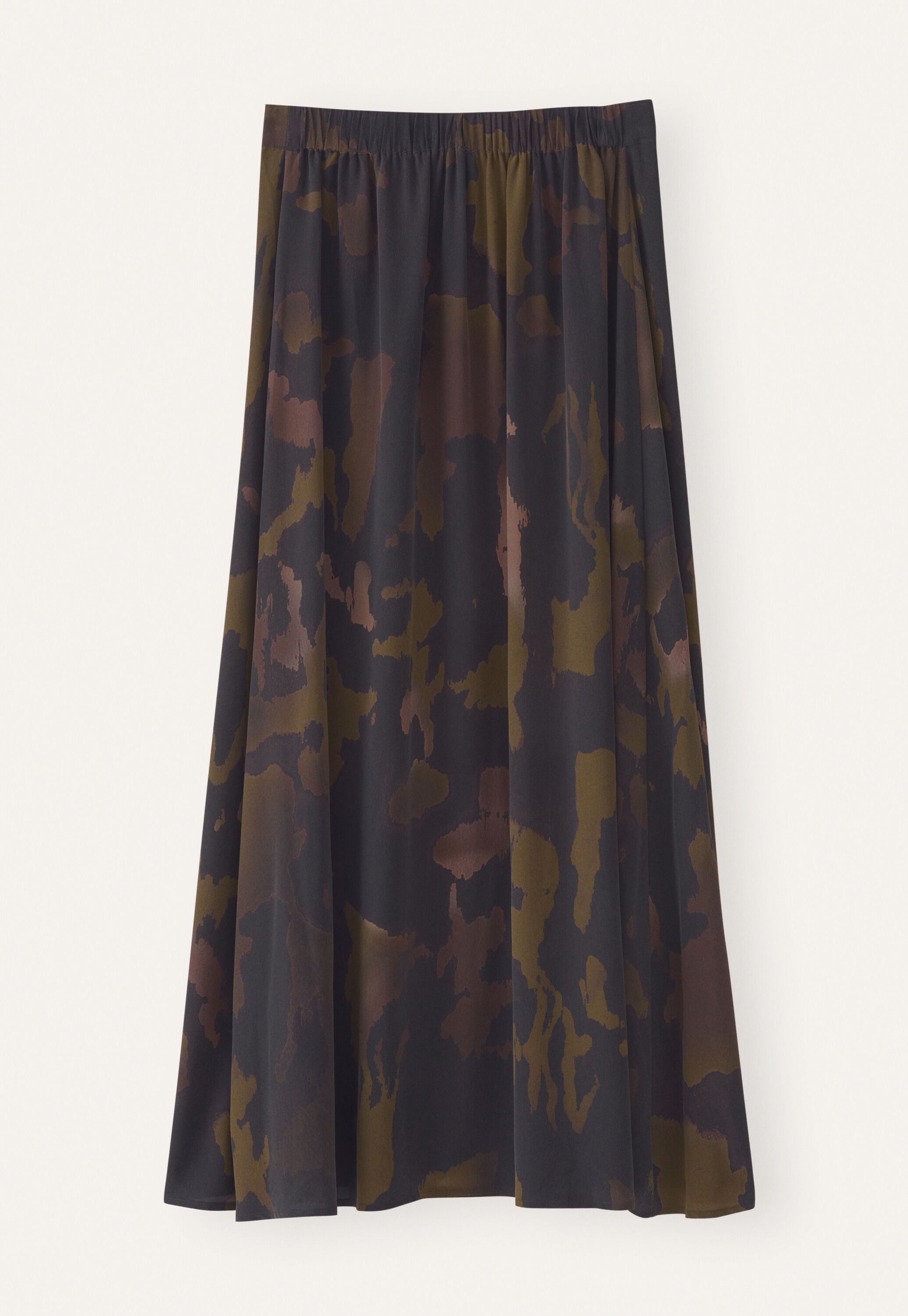 Printed skirt with side-split, Coffee moss, large