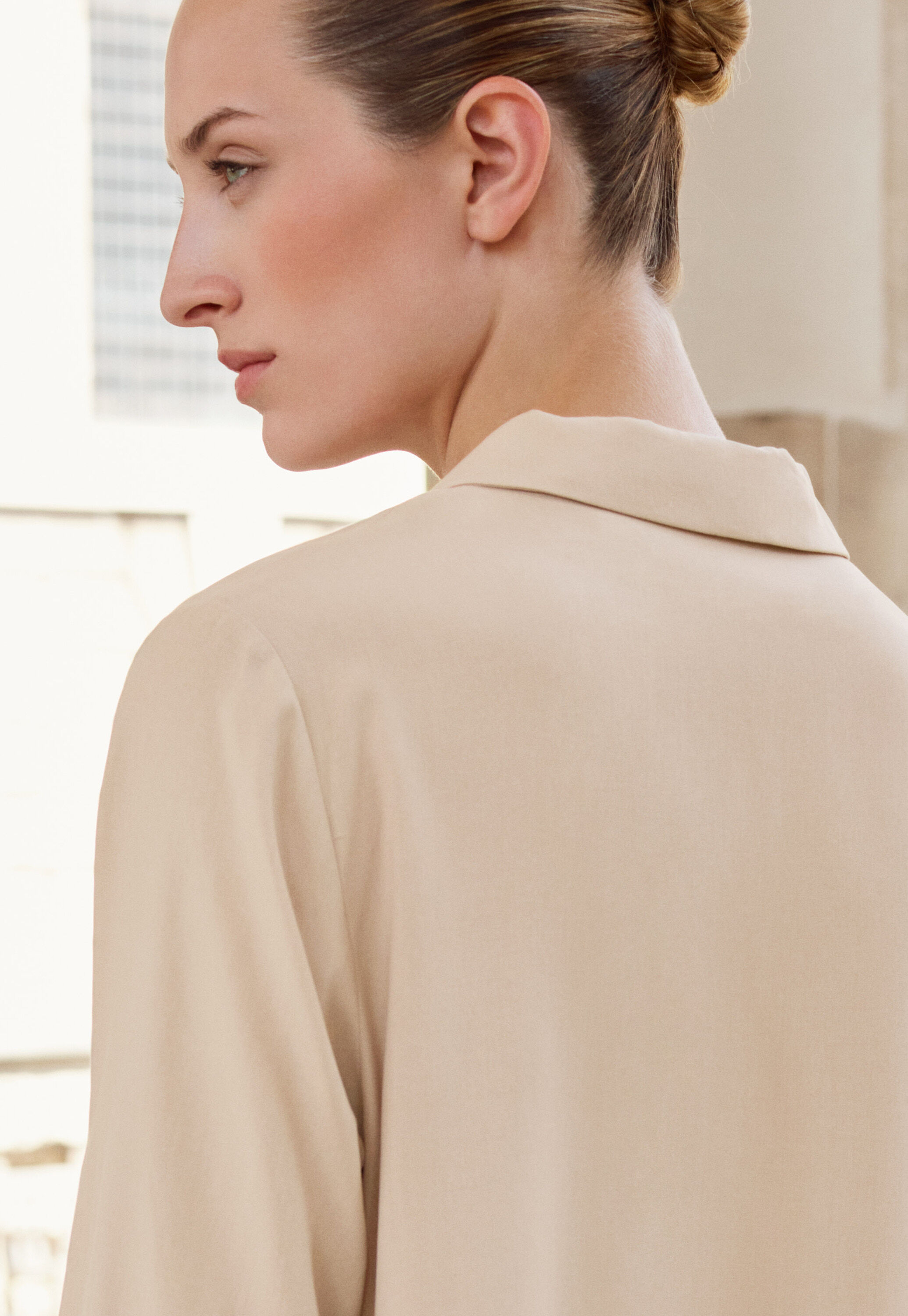 Revere-style collar shirt, Soft fawn, large