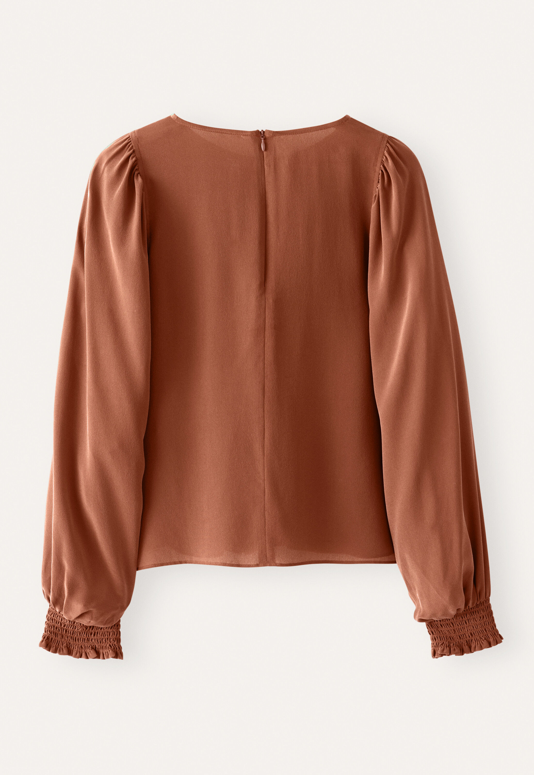 Gathered-sleeve blouse, Blush, large