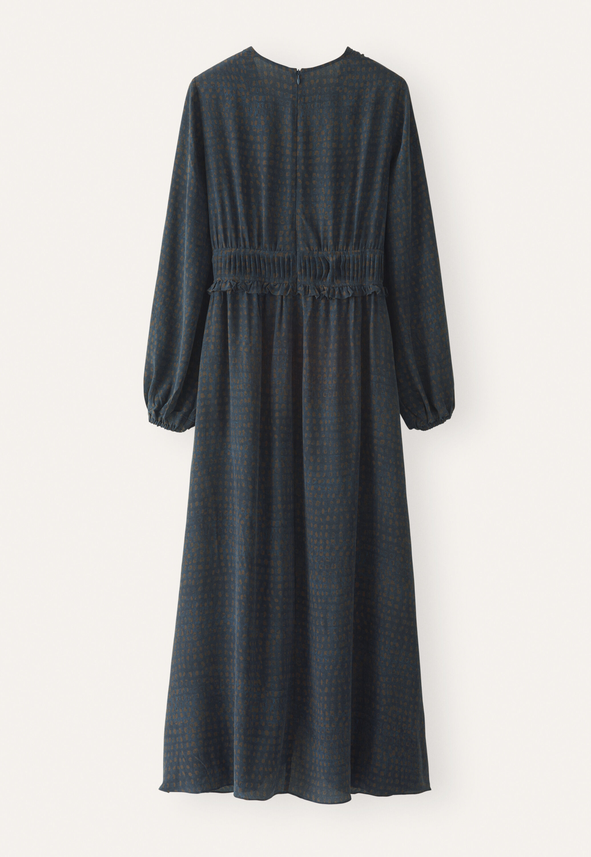 Pleated waist dress, Teal brown, large